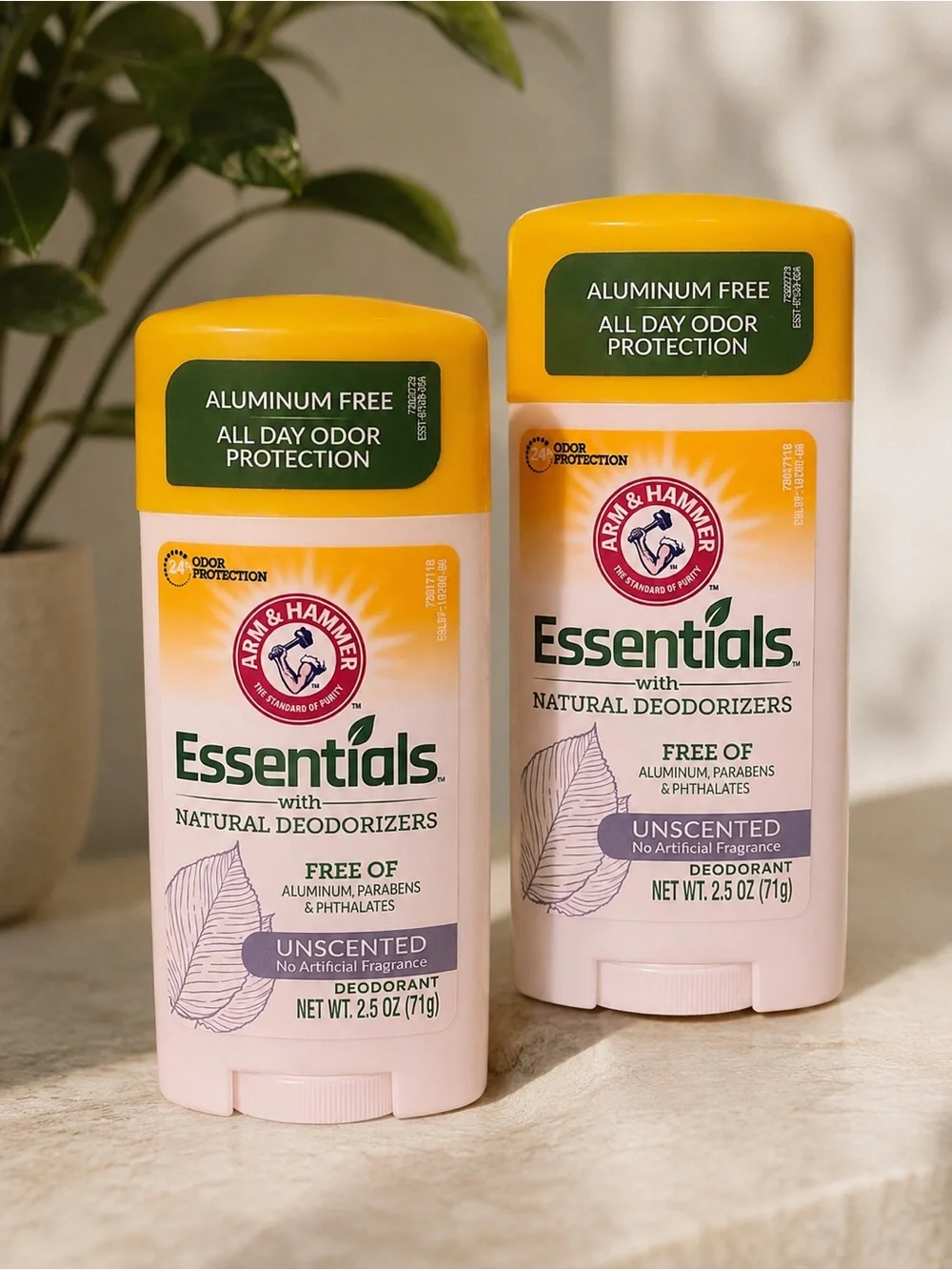 Arm & Hammer Essentials Unscented Deodorant Stick - Brand New Pack of 2